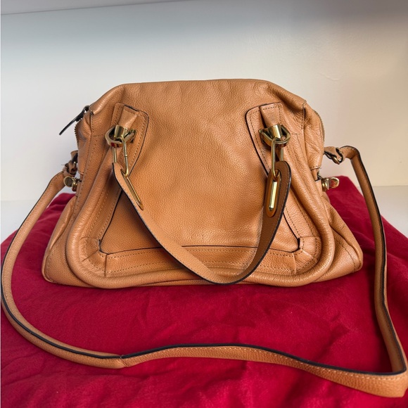 Chloe Handbags - Chloé Medium Paraty Tan Leather Satchel Crossbody Bag Made in Italy